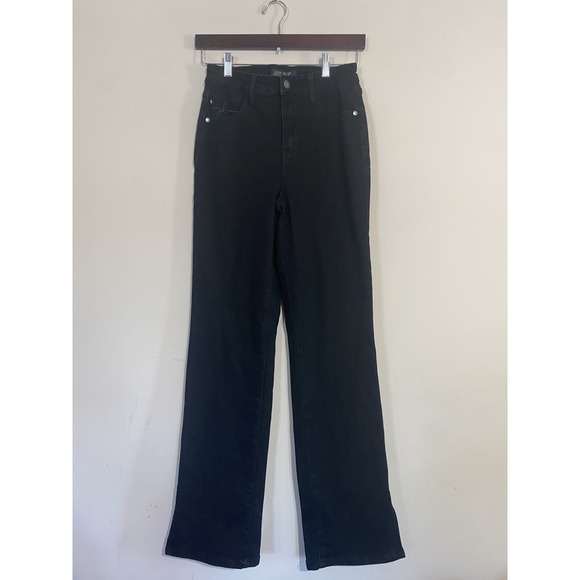 Judy Blue Denim - JUDY BLUE Jeans Women's 5/27 High Rise Straight Slit Hem Black Denim